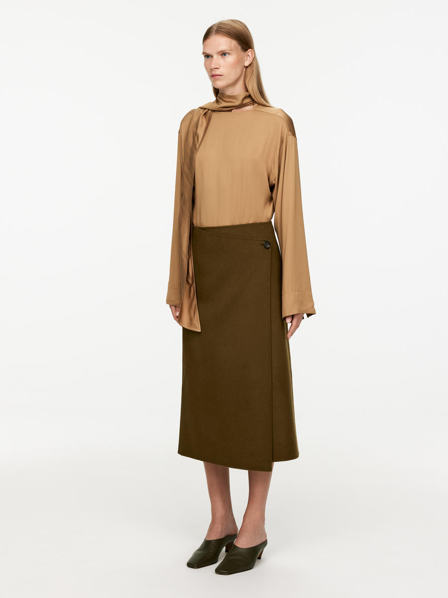 Wool-Blend Doublé Skirt - Olive - Regular fit - Women - 1246125001