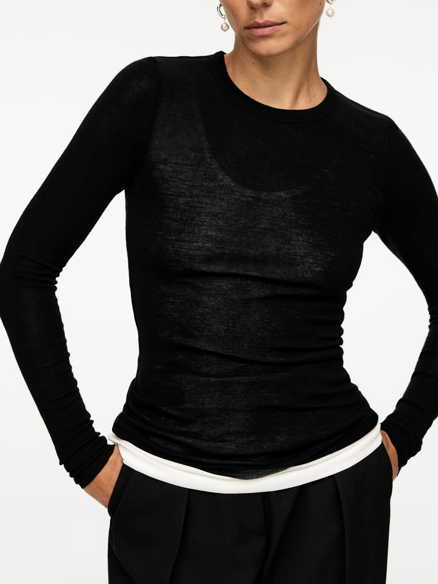 Long-Sleeved Merino Top-#272628-10139