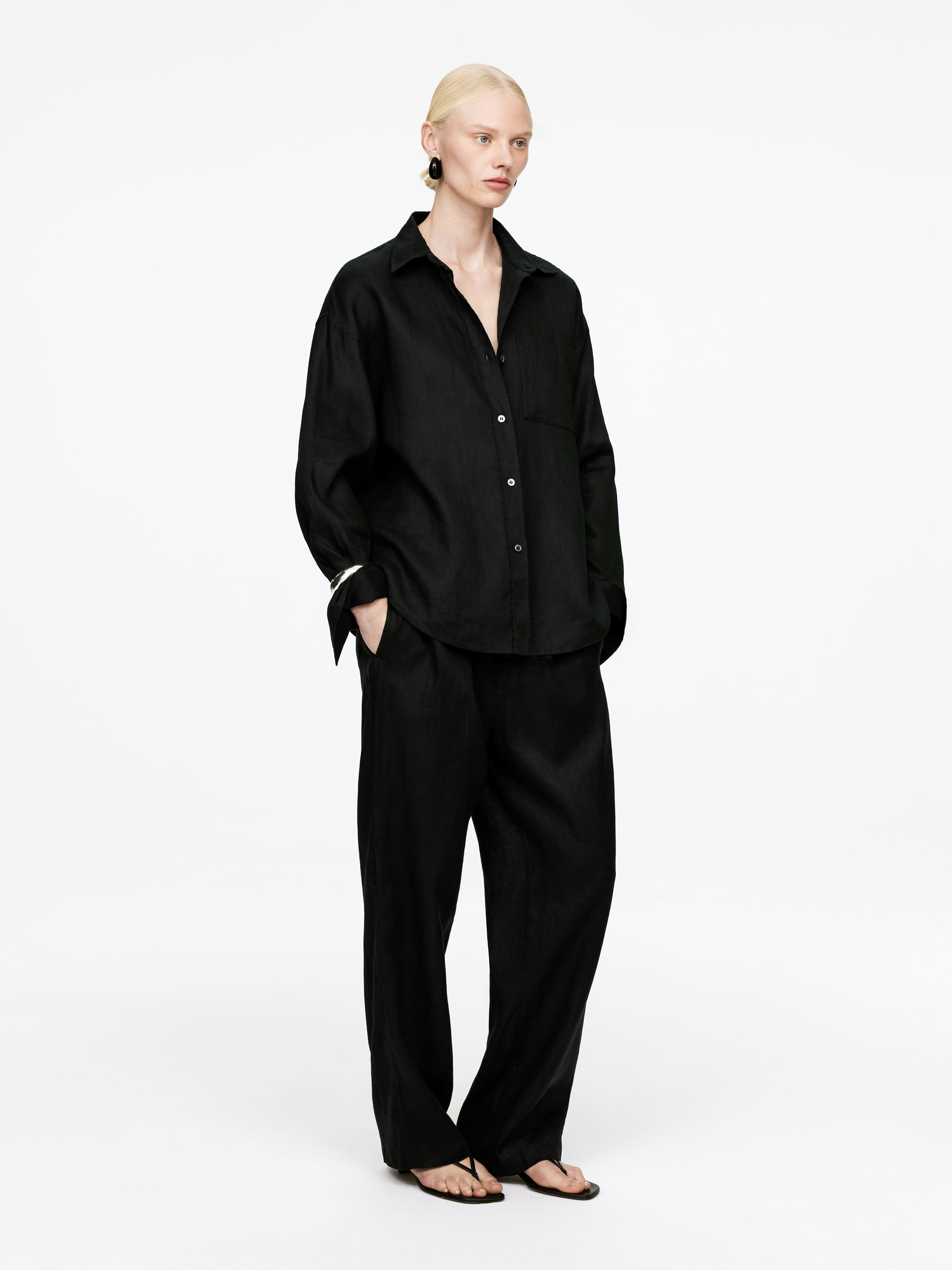 Leinenhemd - Schwarz - Regular Fit - Damen - StillMedia/Lookbook - 5