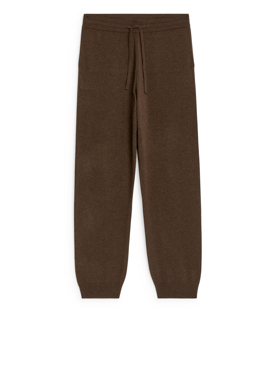 Wool Cashmere Knitted Trousers-#6C655F-13276