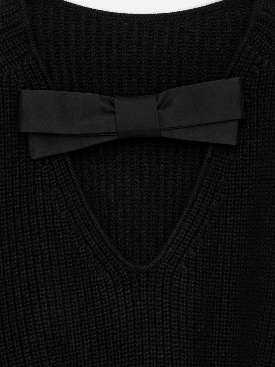 Bow-Detail Wool-Cotton Jumper-#272628-13581