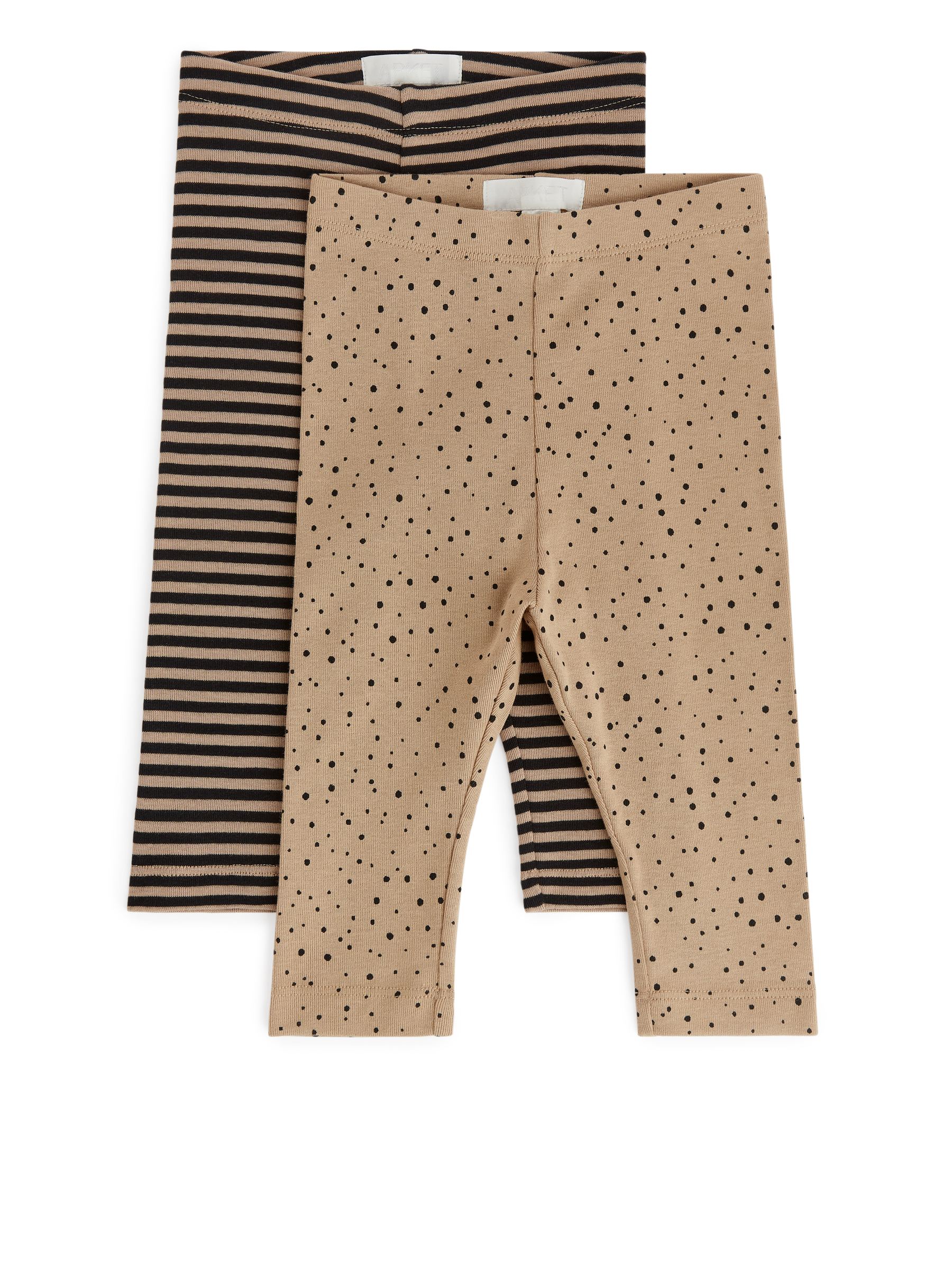 Jersey Leggings Set of 2 - Beige/Black - Regular fit - Children - StillMedia/DescriptiveStillLife - 1