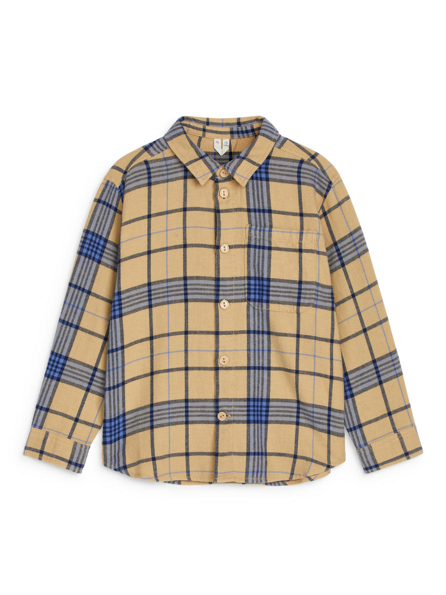 Checked Flannel Shirt-#C1AC93-12668