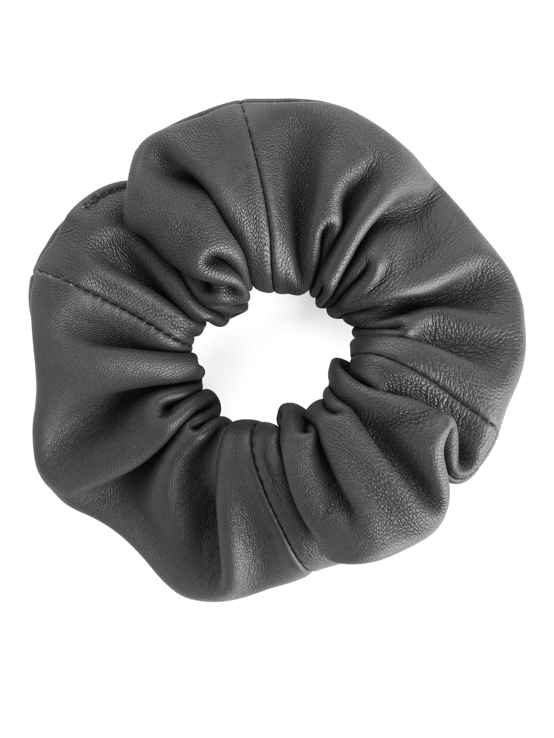 Leather Scrunchie - Dark Grey - Women - StillMedia/DescriptiveStillLife - 1