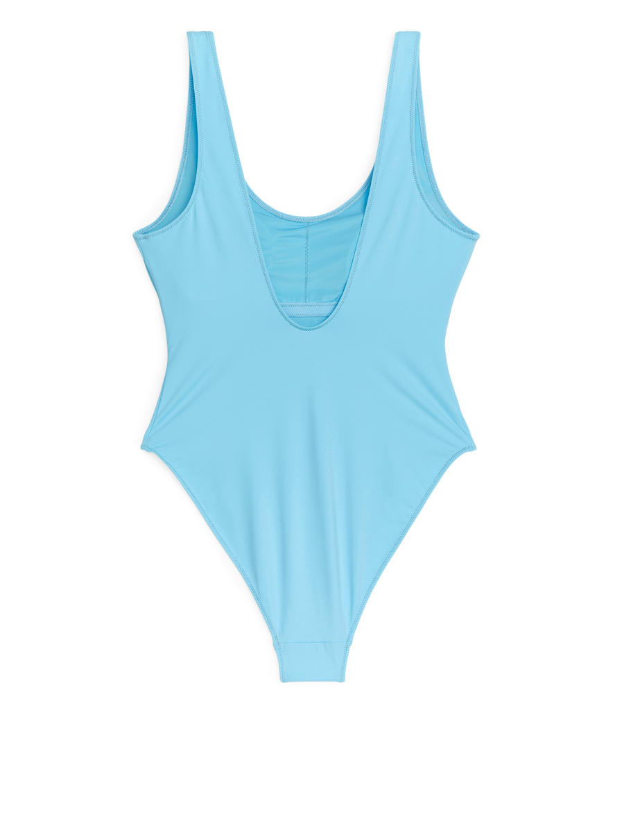 U-Neck Swimsuit - Light Blue - Women - 1223636002