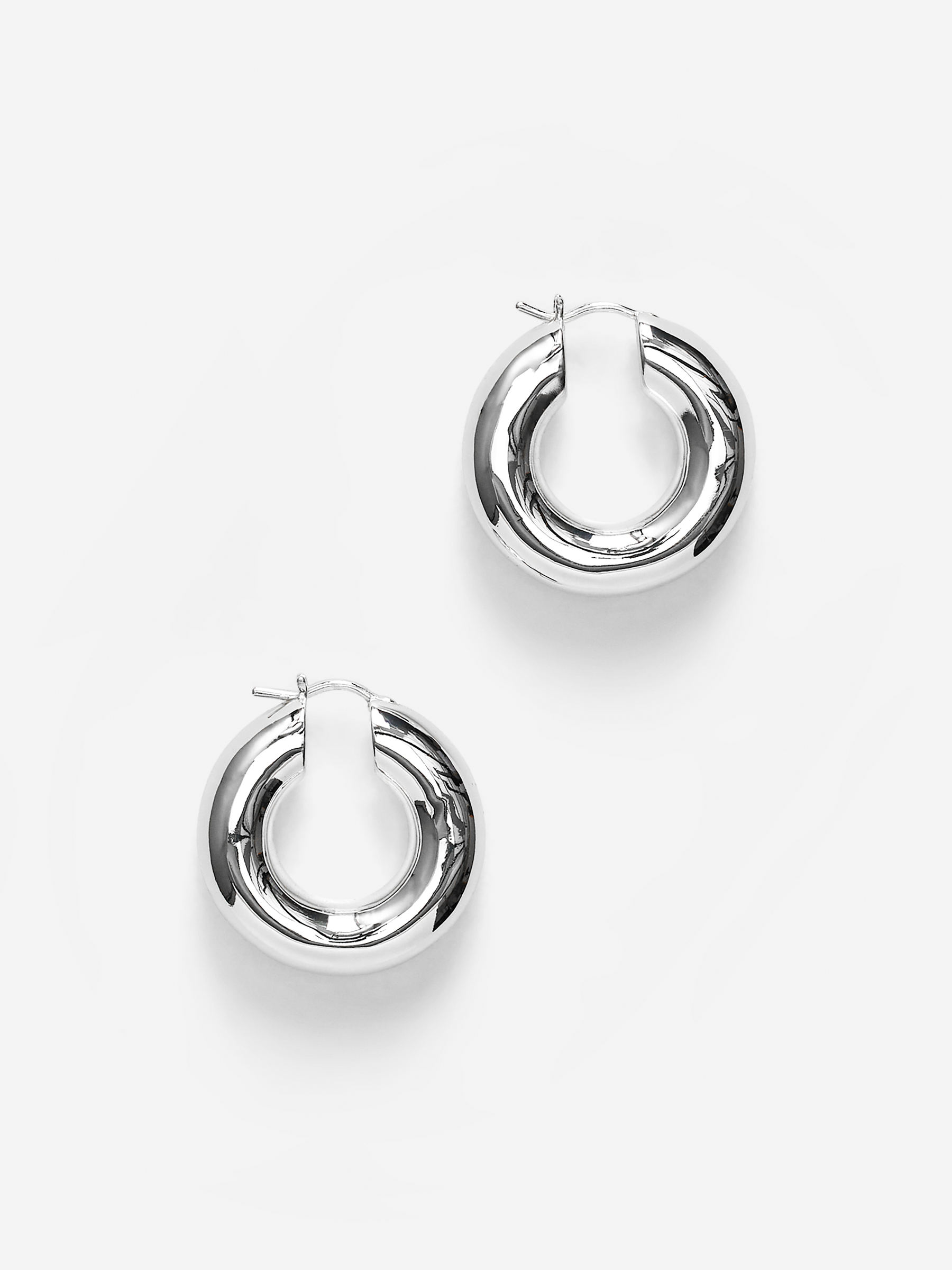 Silver-Plated Hoop Earrings-#C0C3C6-15421