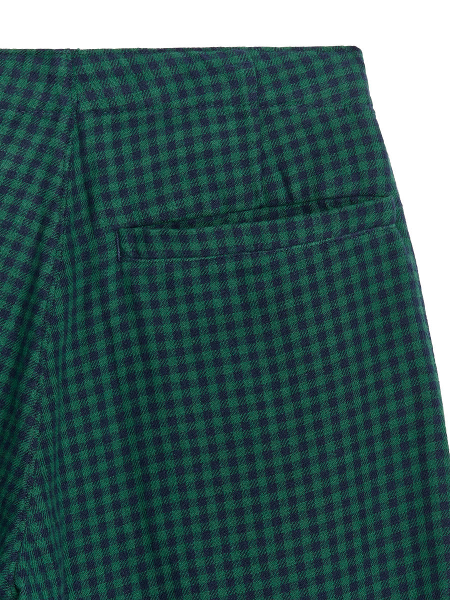 Gingham Flannel Trousers-#23263B-12912