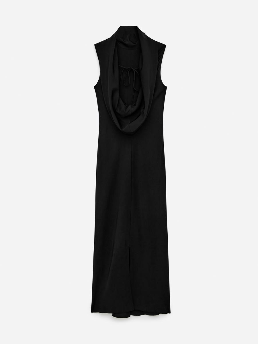 Shawl-Collar Drape Dress-#272628-13659