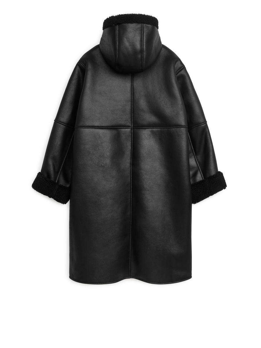 Hooded Moleskin Coat-#272628-5700