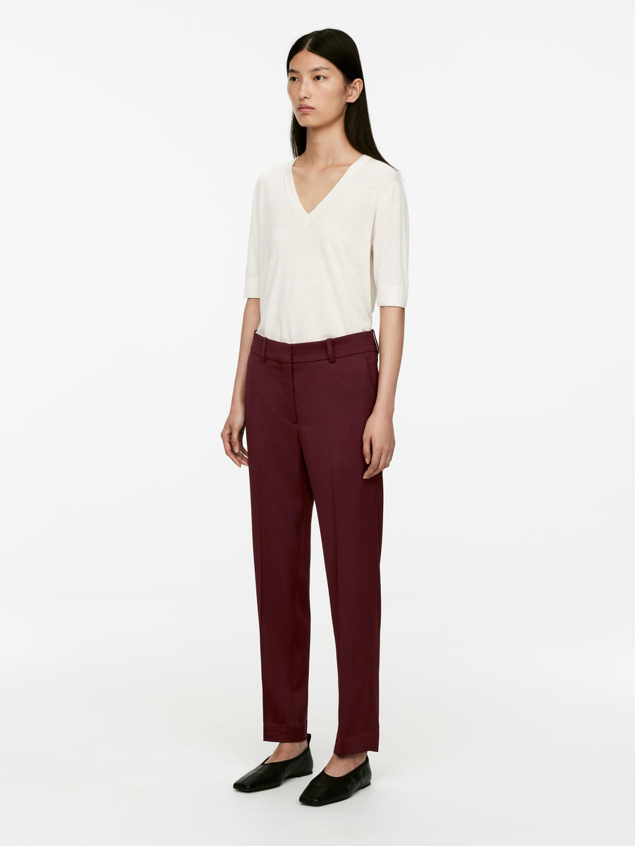 Tapered Trousers - Dark Red - Slim fit - Women - 1260482001