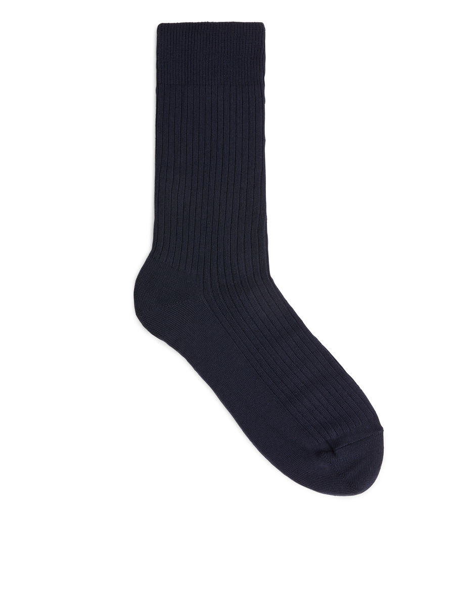 Gerippte Socken aus Supima-Baumwolle-#4C5164-10011