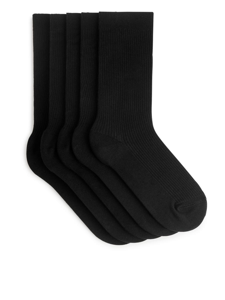 Gerippte Baumwollsocken im 5er-Pack-#272628-303