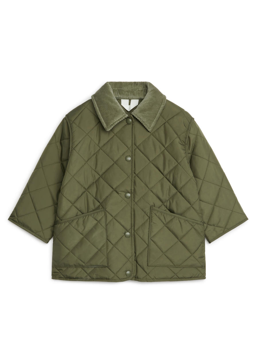 Quilted Jacket-#7C775F-7757