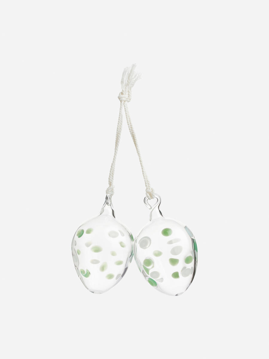 Hanging Glass Ornaments Set of 2 - Transparent/Green - Homeware - 1230920003