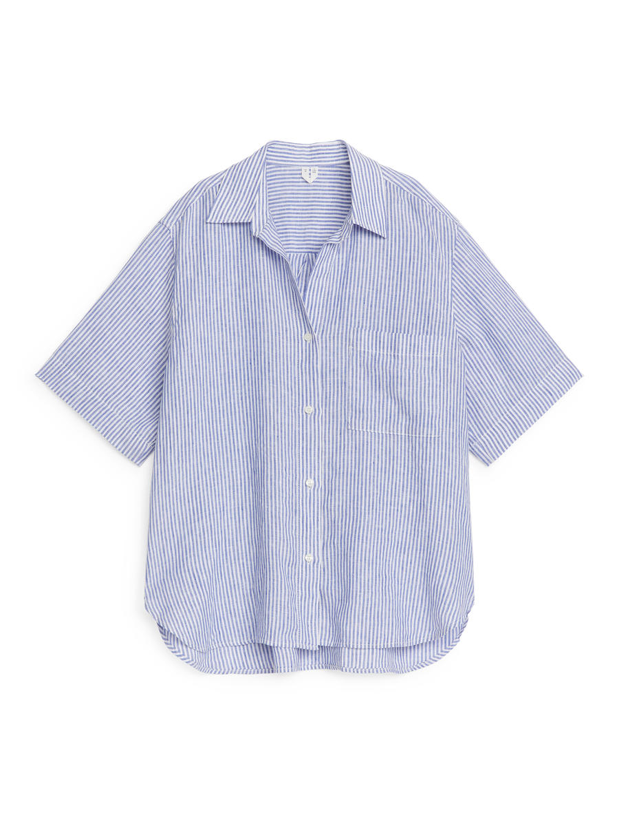 Linen Resort Shirt-#3B4EA3-4810