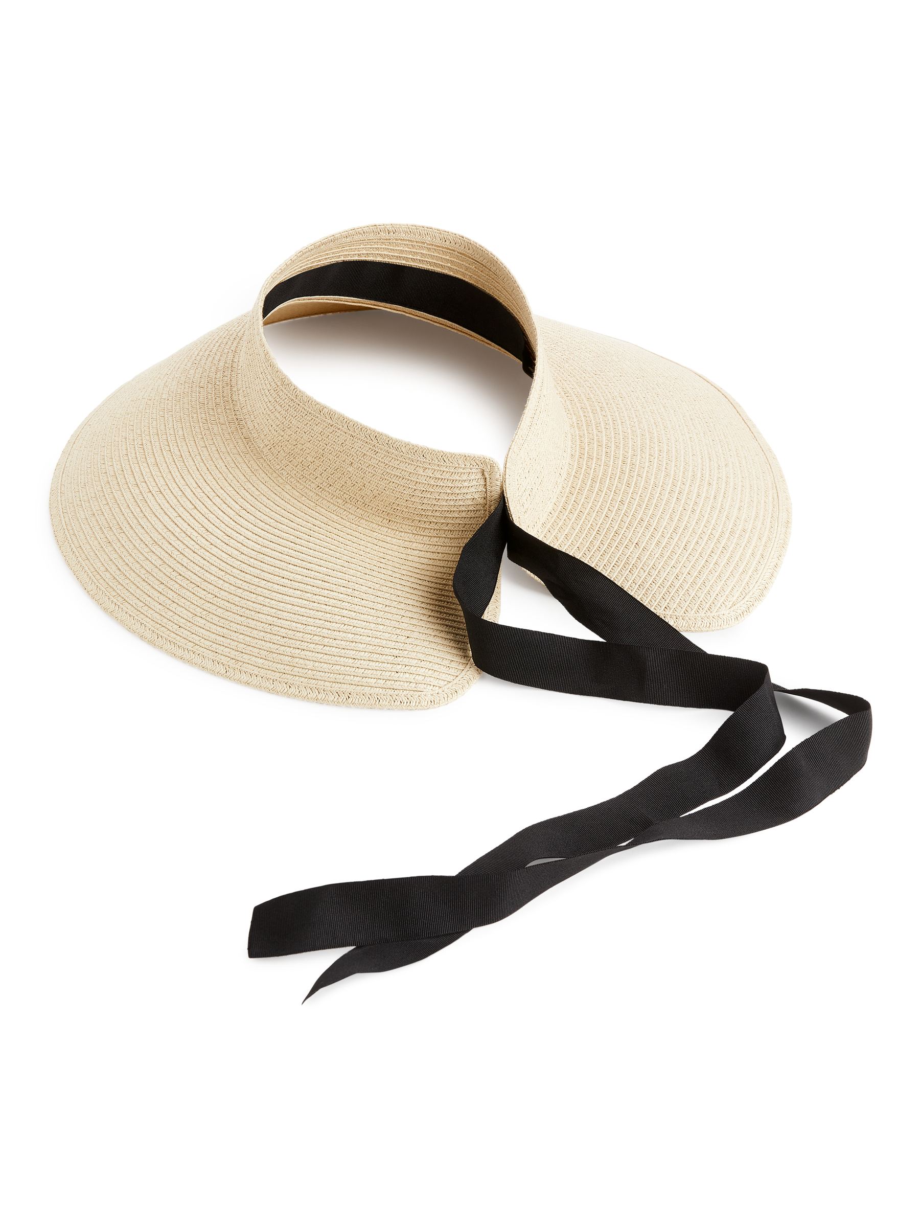 Straw Sun Visor - Beige/Black - Women - StillMedia/DescriptiveStillLife - 1