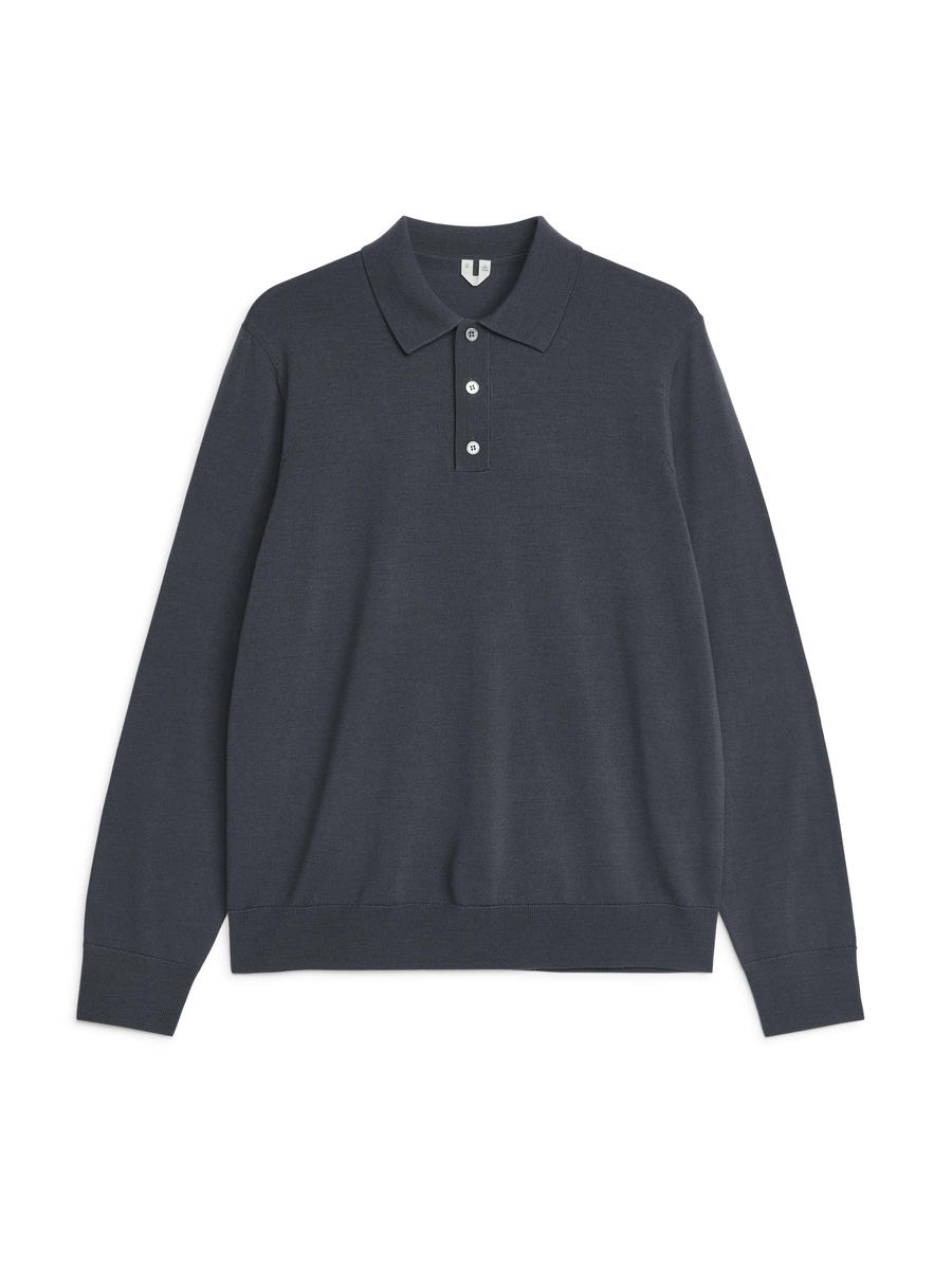 Merino Polo Jumper-#494A4F-9655