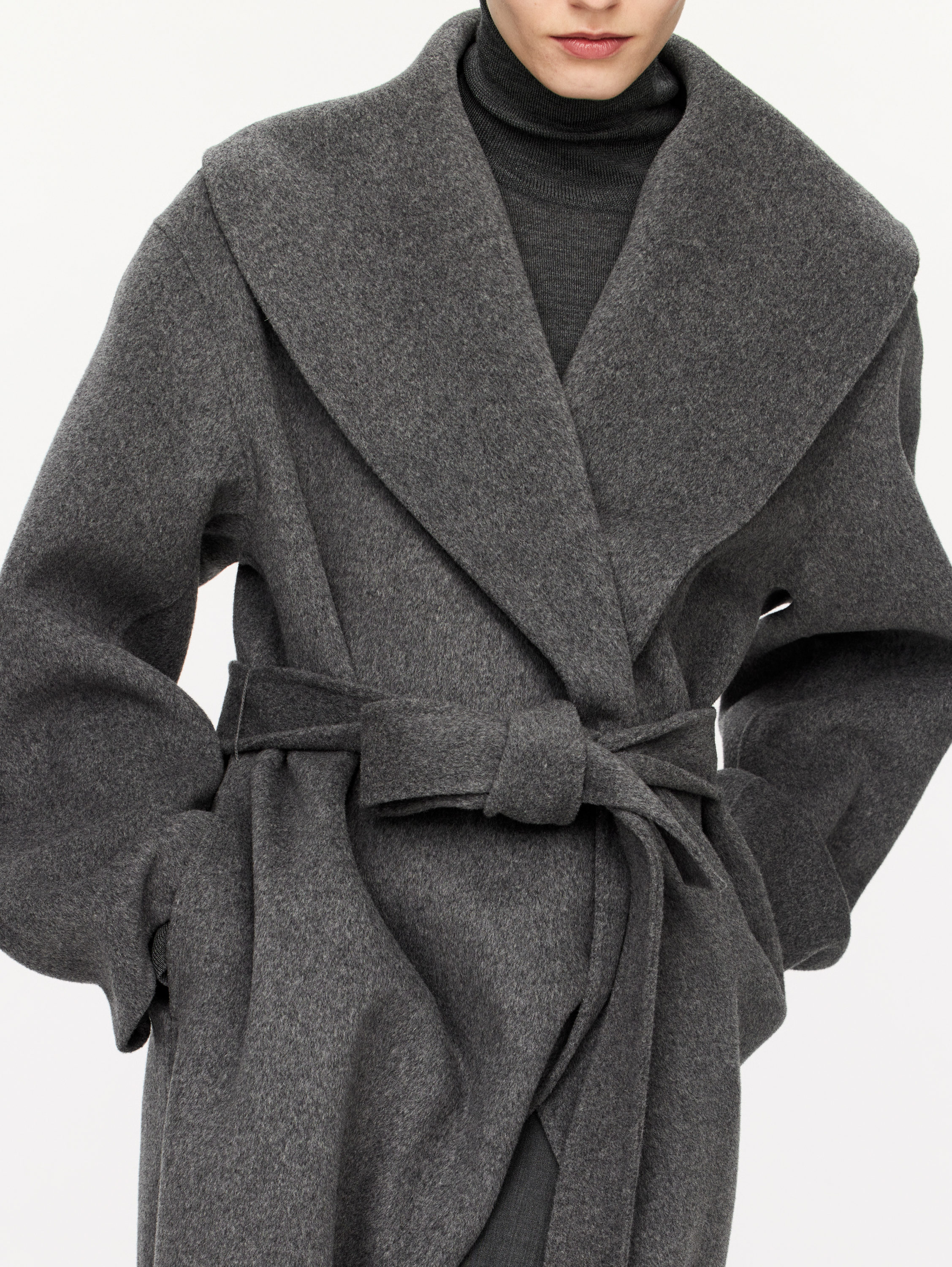 Shawl-Collar Coat – Grey – Women – ARKET WW