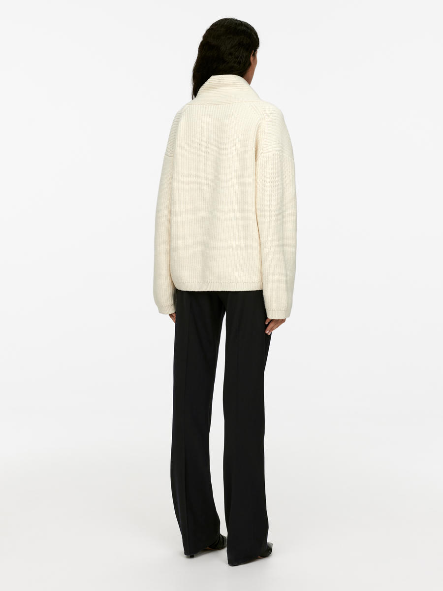 Shawl Collar Jumper - Off White - Relaxed fit - Women - 1235634001