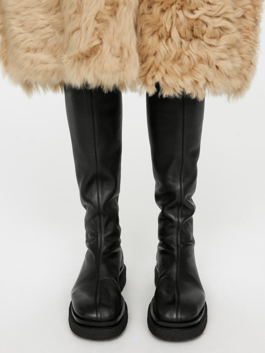 Chunky Leather Boots-#272628-12827