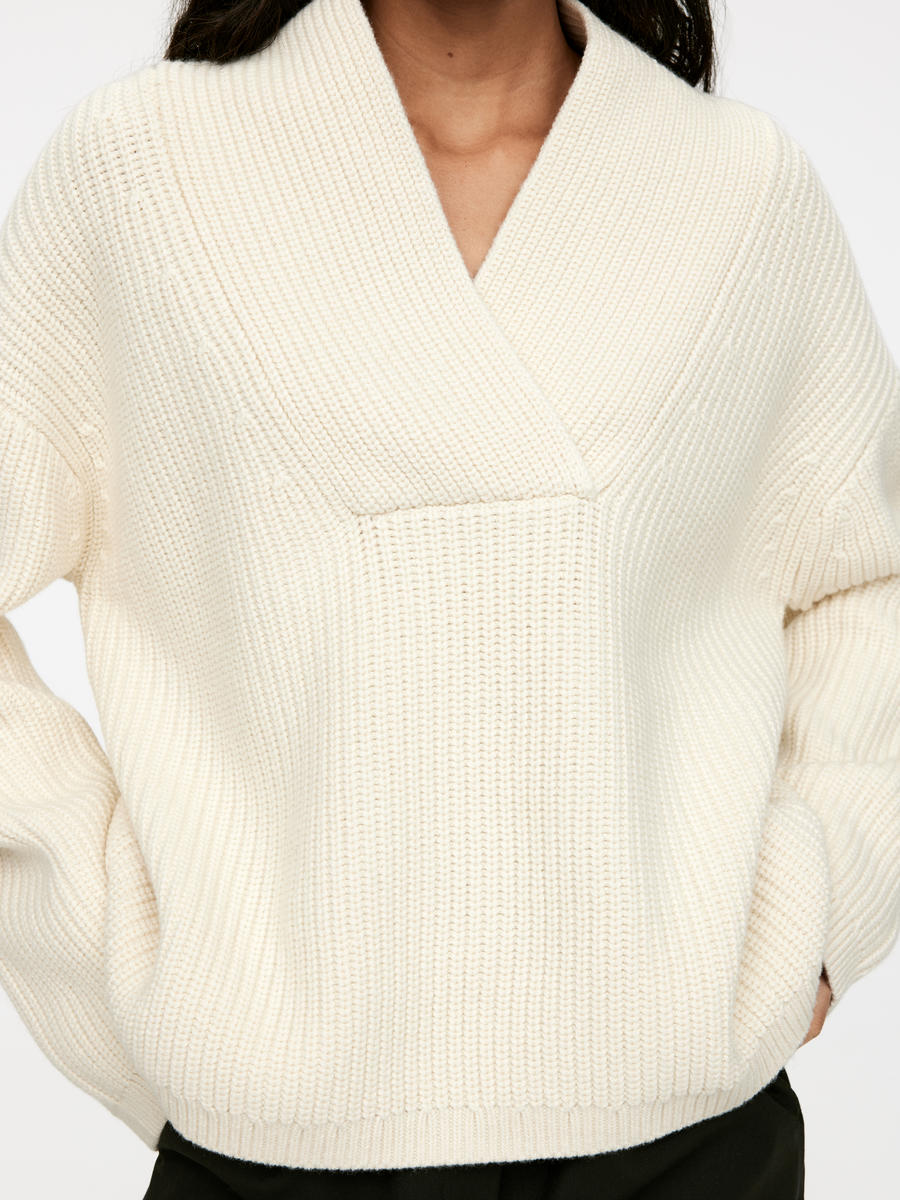 Shawl Collar Jumper - Off White - Relaxed fit - Women - 1235634001