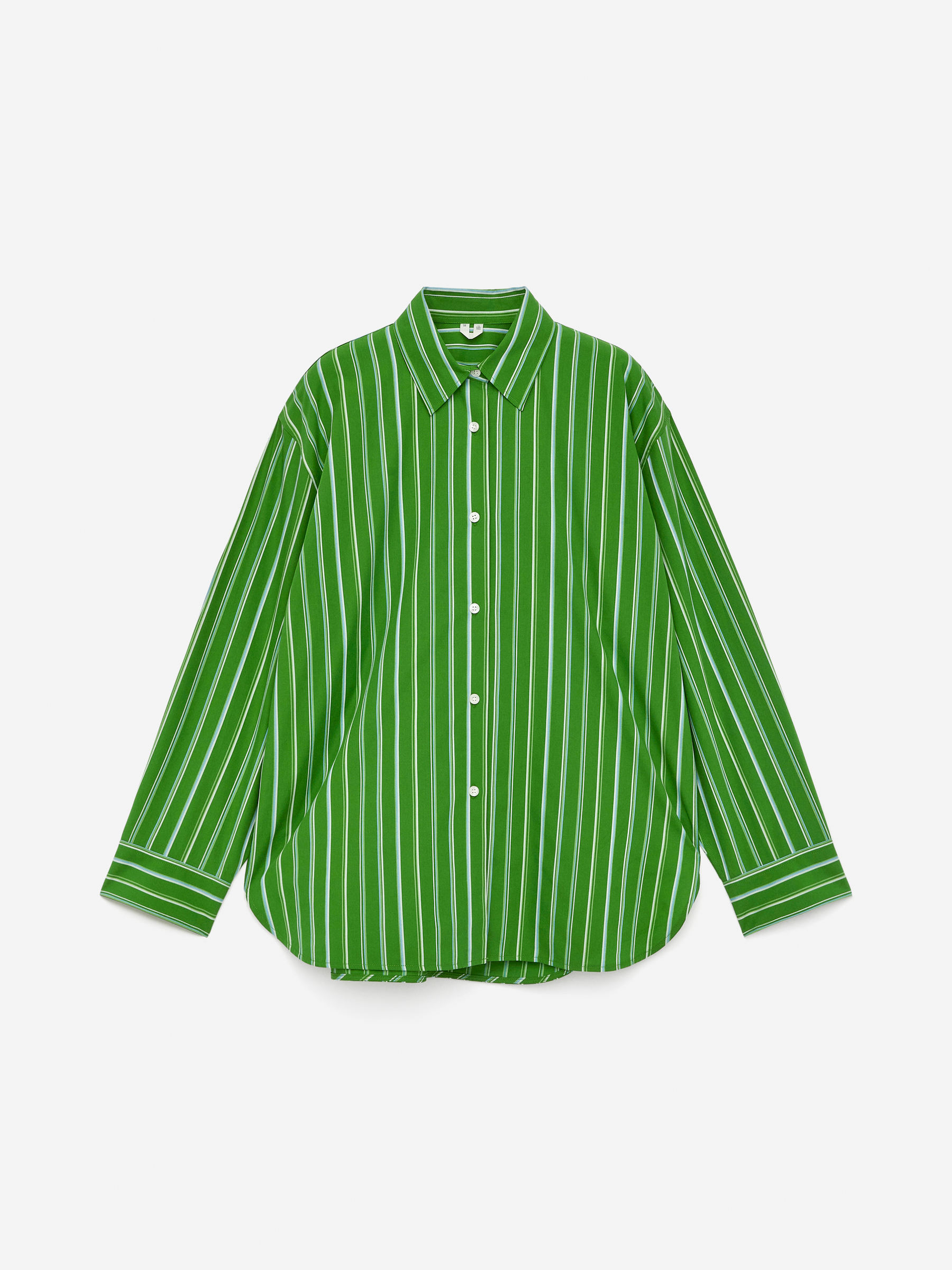 Relaxed Poplin Shirt - Green/Striped - Loose fit - Women - StillMedia/DescriptiveStillLife - 2