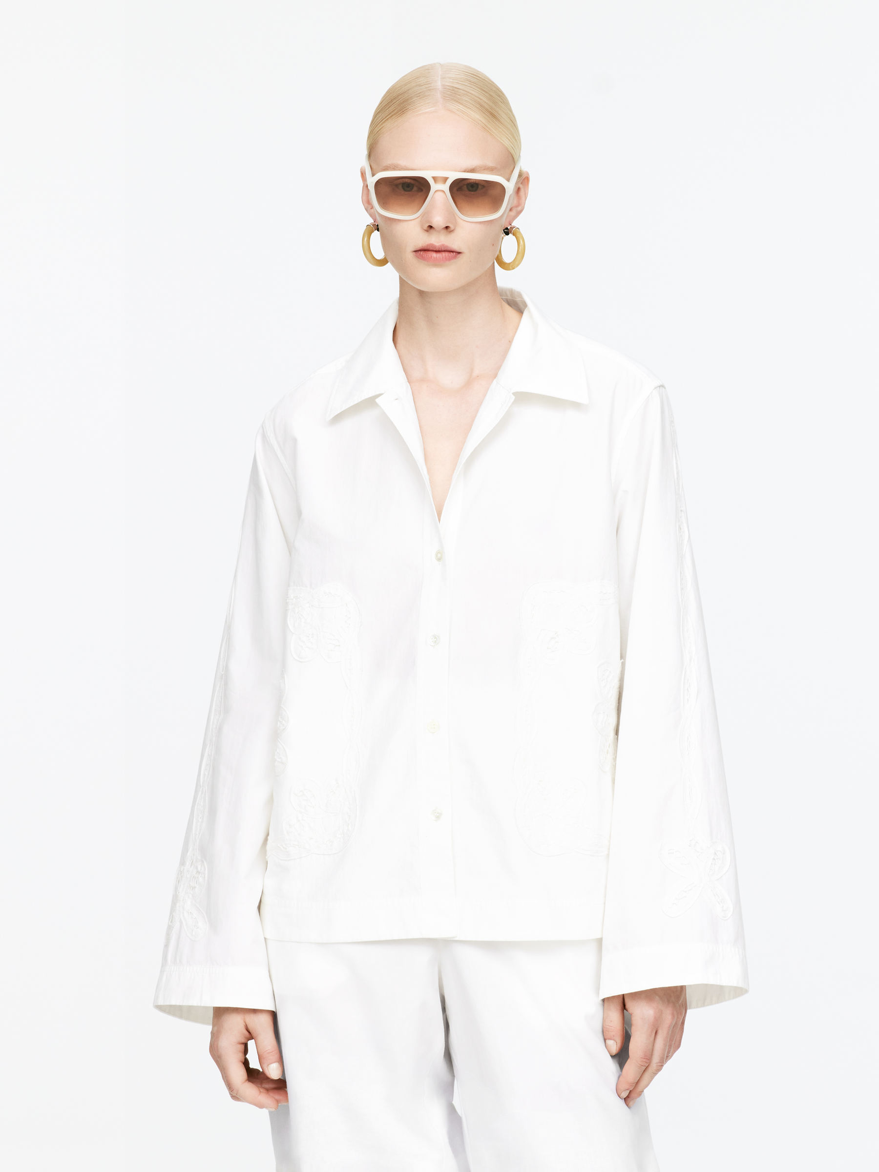 Embroidery-Detail Shirt-#F4F3E9-15250