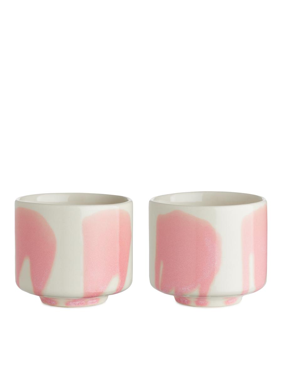 Stoneware Cups Set of 2-#F0D7DD-4346