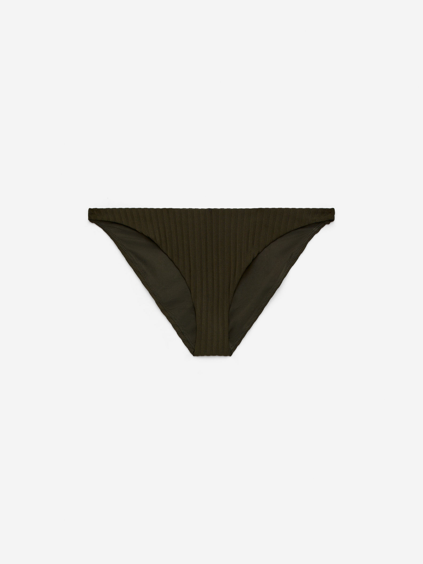 Ribbed Low-Waist Bikini Bottoms-#3E3D36-15365