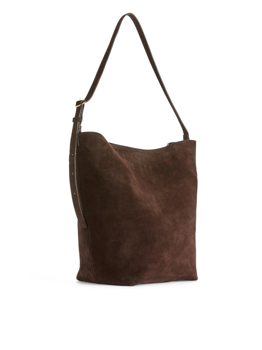 Suede Tote Bag-#52453E-7083