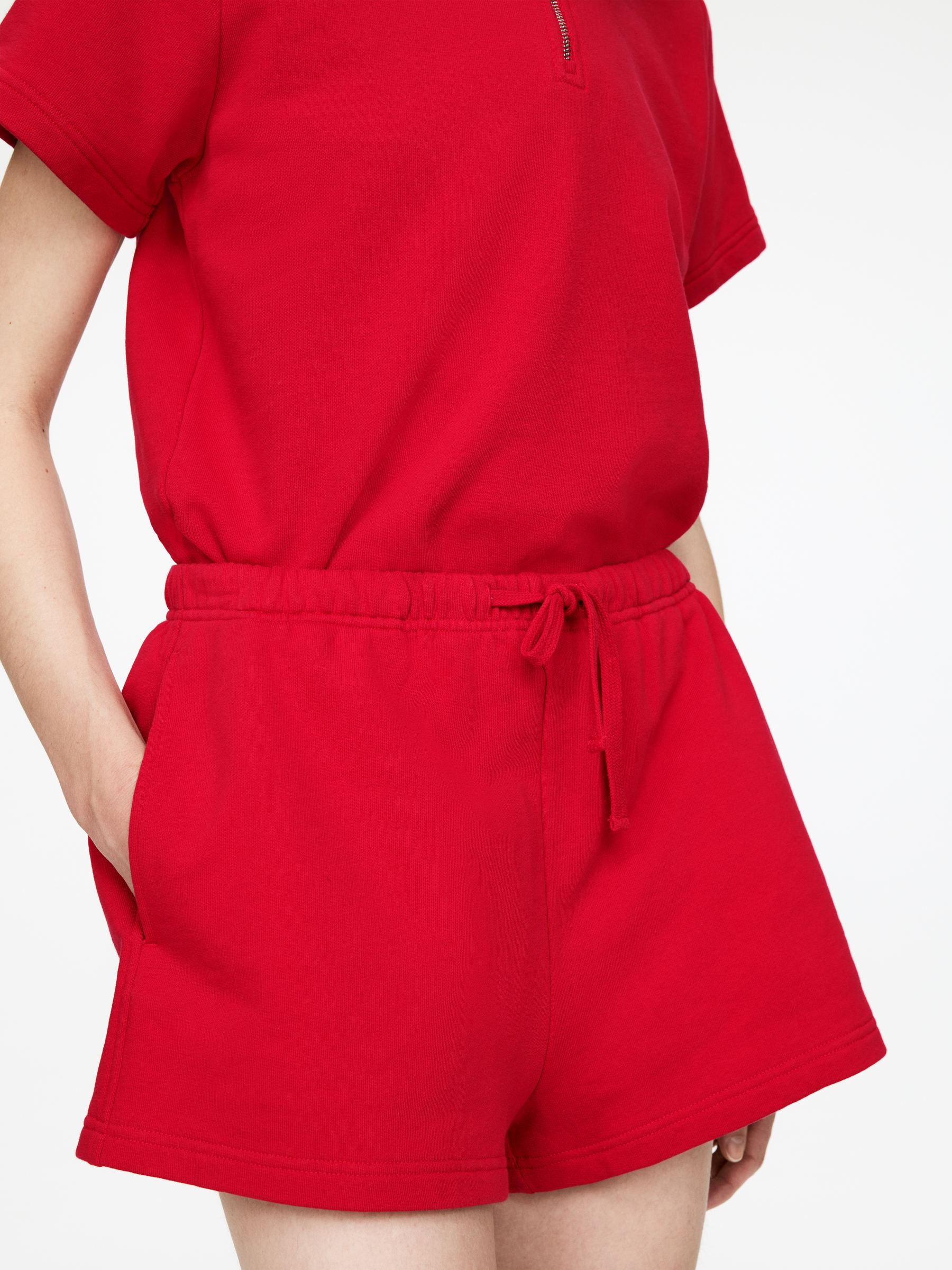 Cotton Terry Shorts - Red - Regular fit - Women - StillMedia/Lookbook - 5
