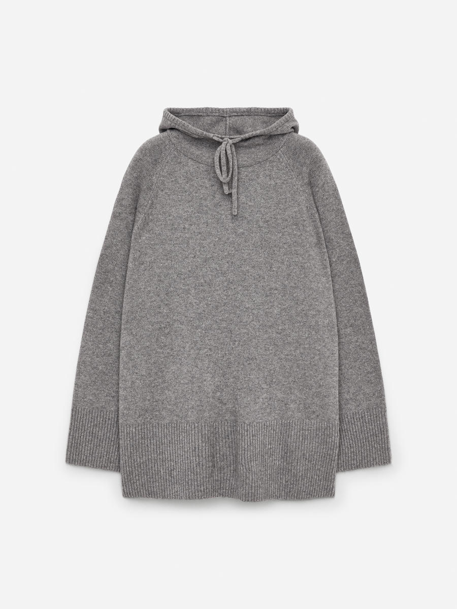 Cashmere-Wool Hooded Jumper-Grey-13717