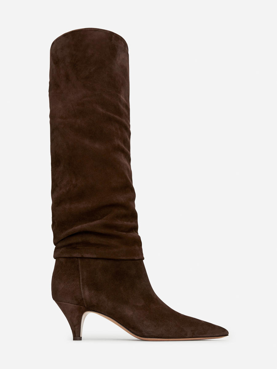 Slouchy Suede Boots-#52453E-12536