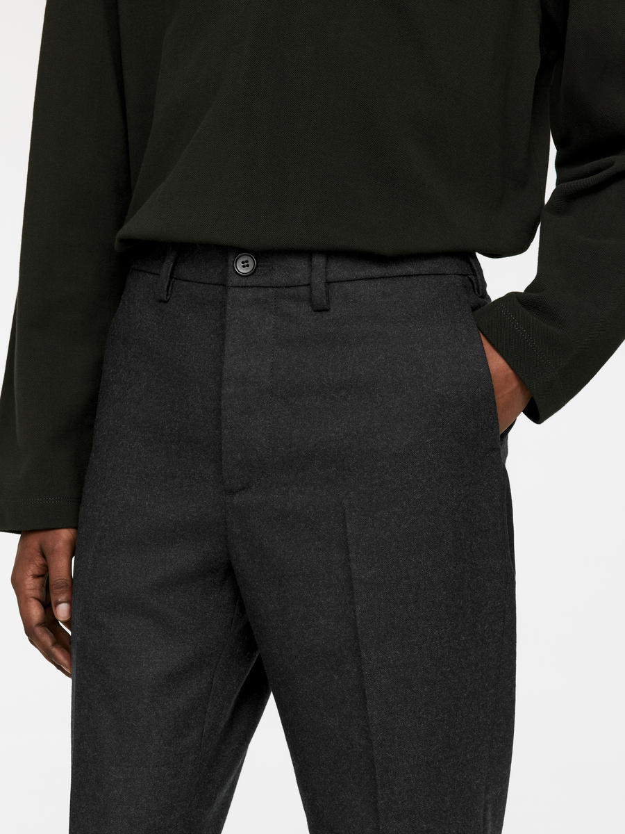 Cropped Tapered Wool Trousers-#505050-948