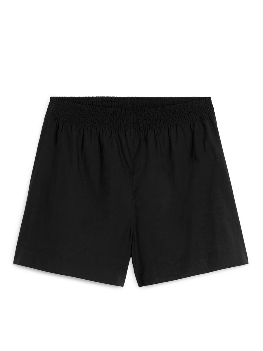 Lyocell-Cotton Shorts - Black - Loose fit - Women - 1243618001