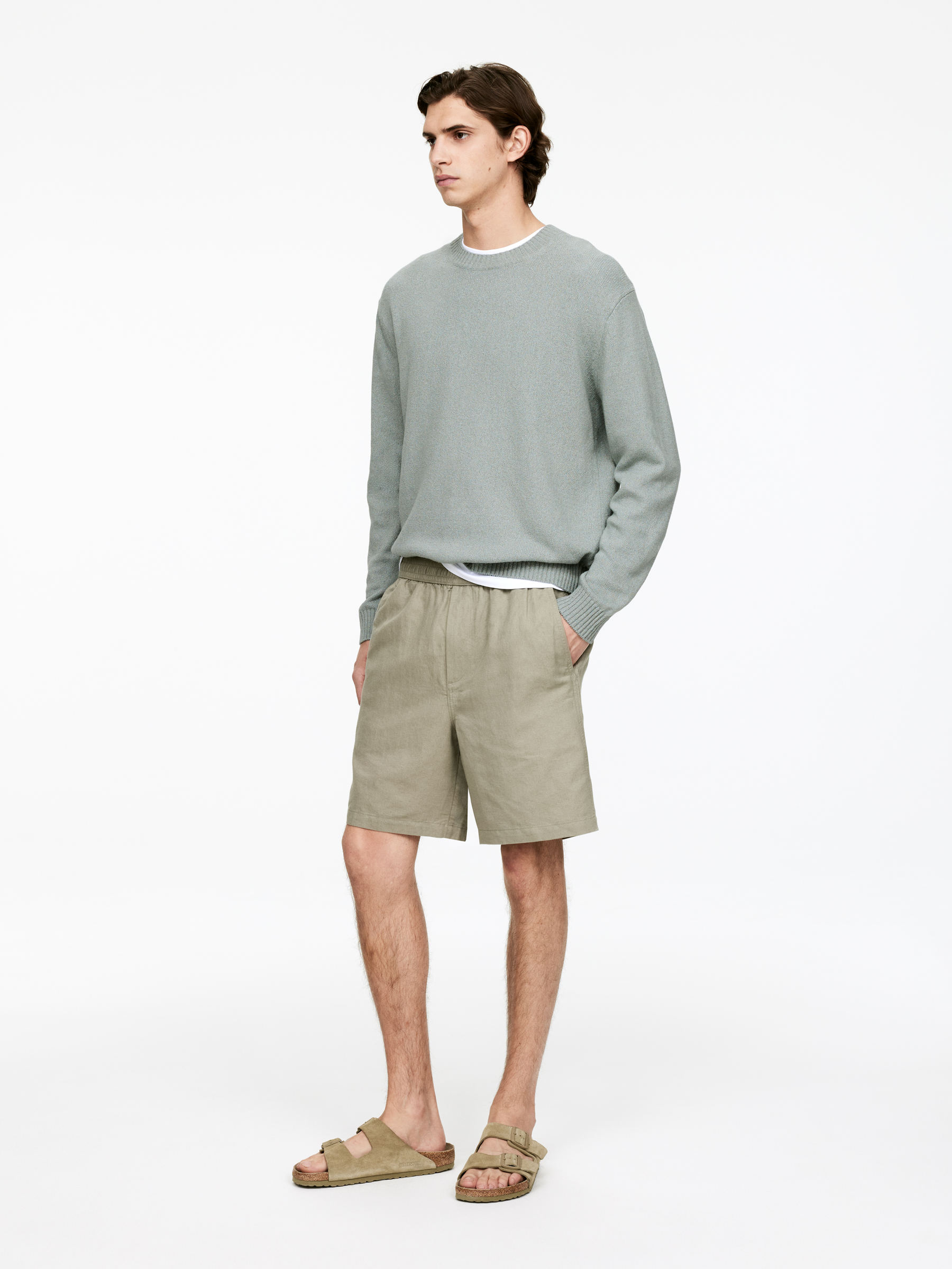 Linen Silk Jumper - Dusty Turquoise - Regular fit - Men - StillMedia/Lookbook - 4