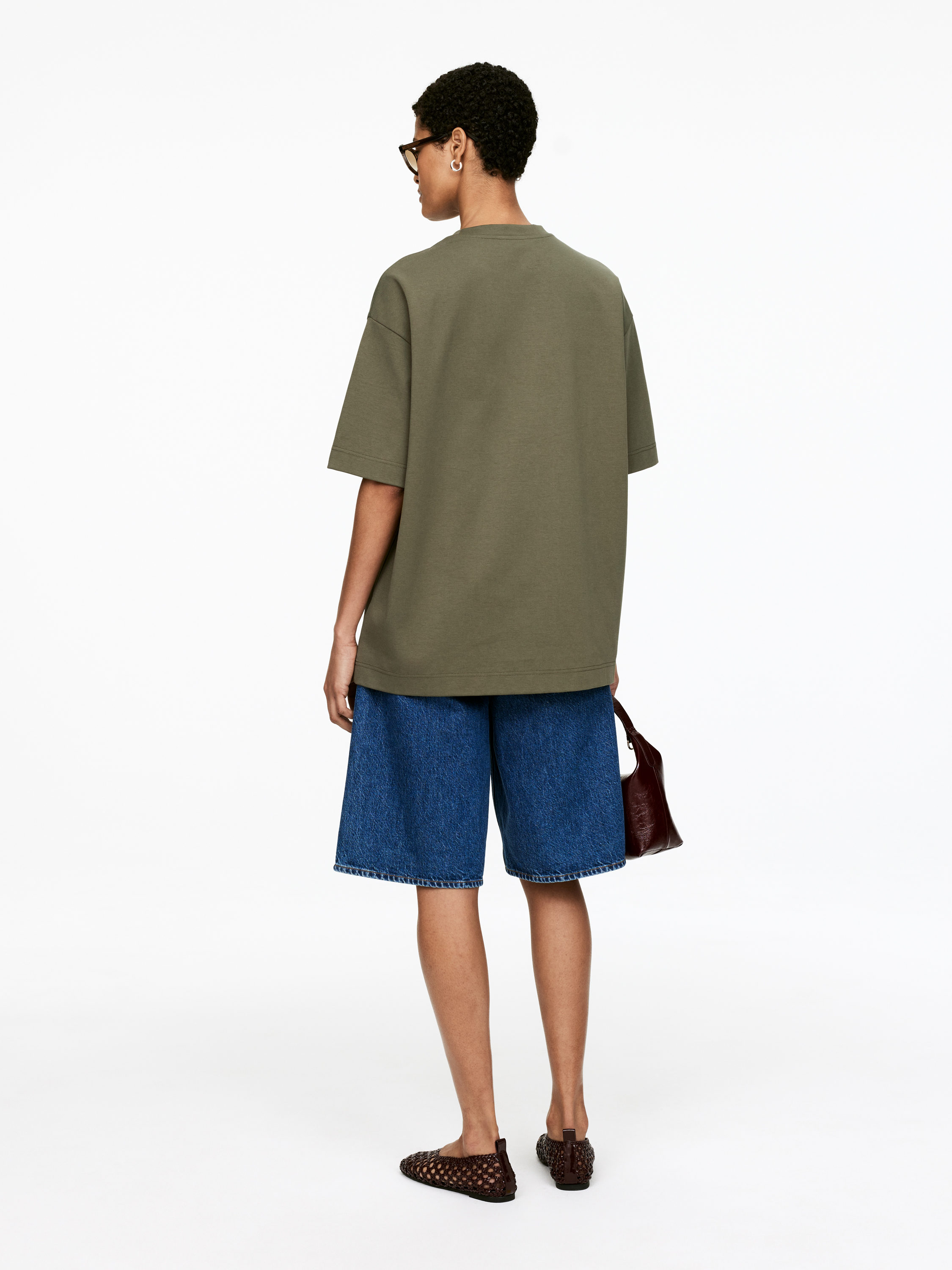 OPAL Interlock T-Shirt – Khaki Green – Women – ARKET GB