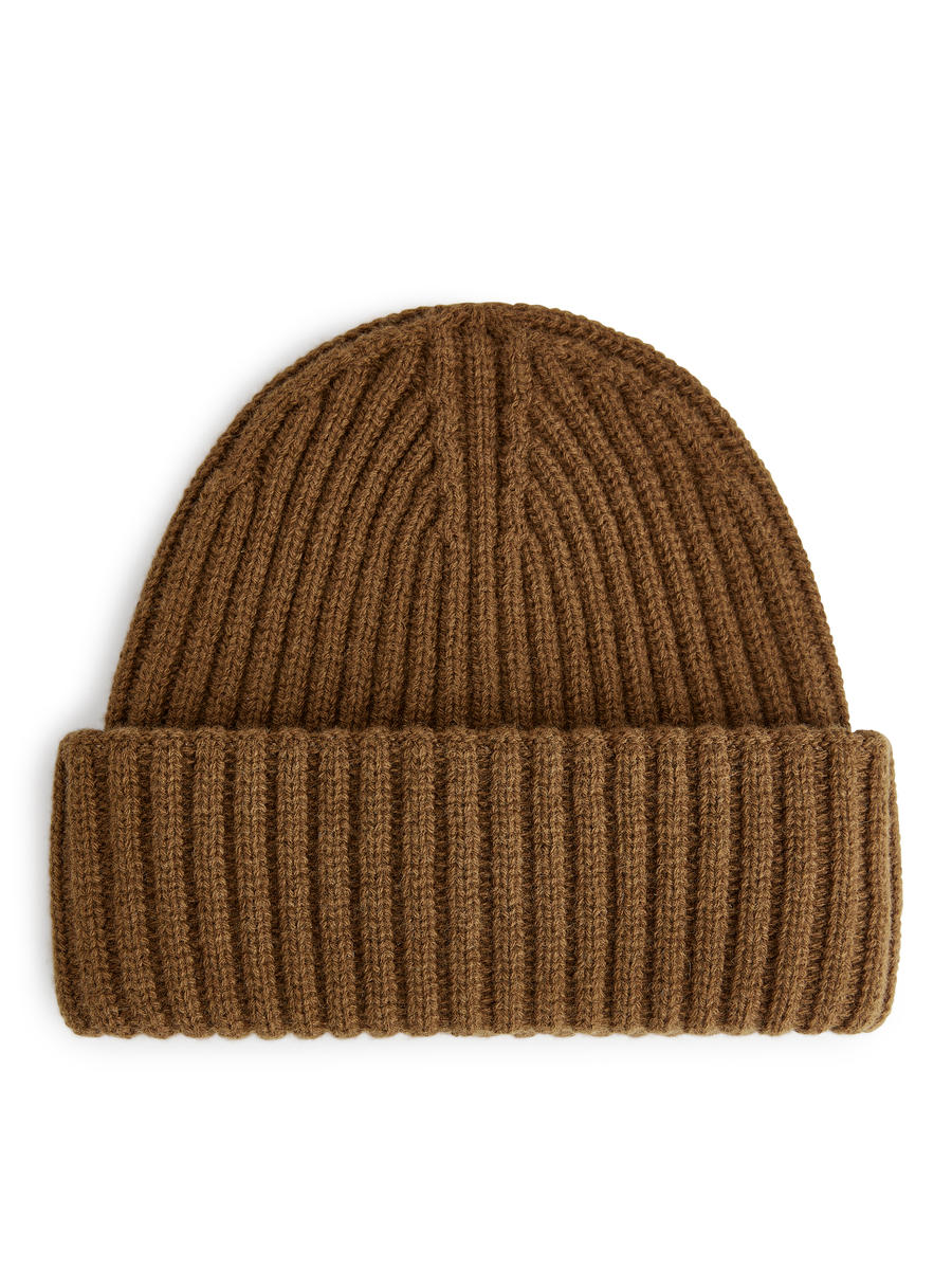 Ribbed Beanie-#68513C-6952