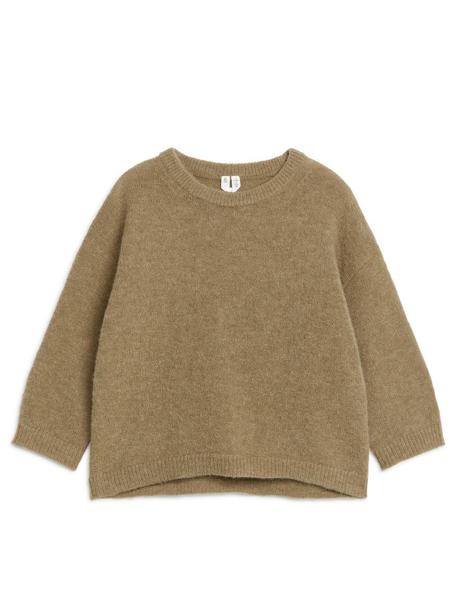 Alpaca-Wool Blend Jumper-#987E60-11278