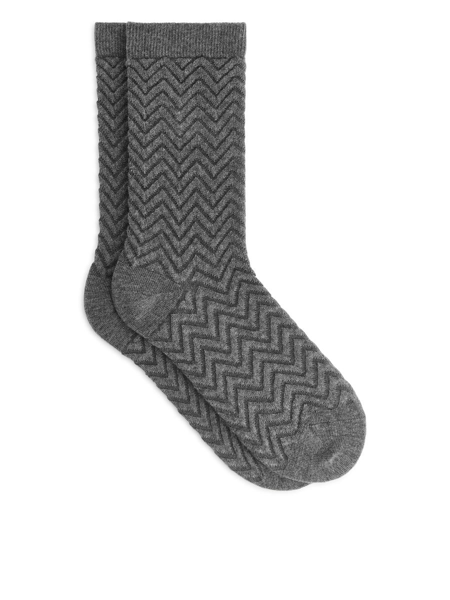 Baumwollsocken mit Chevron-Motiv-#323232-12029