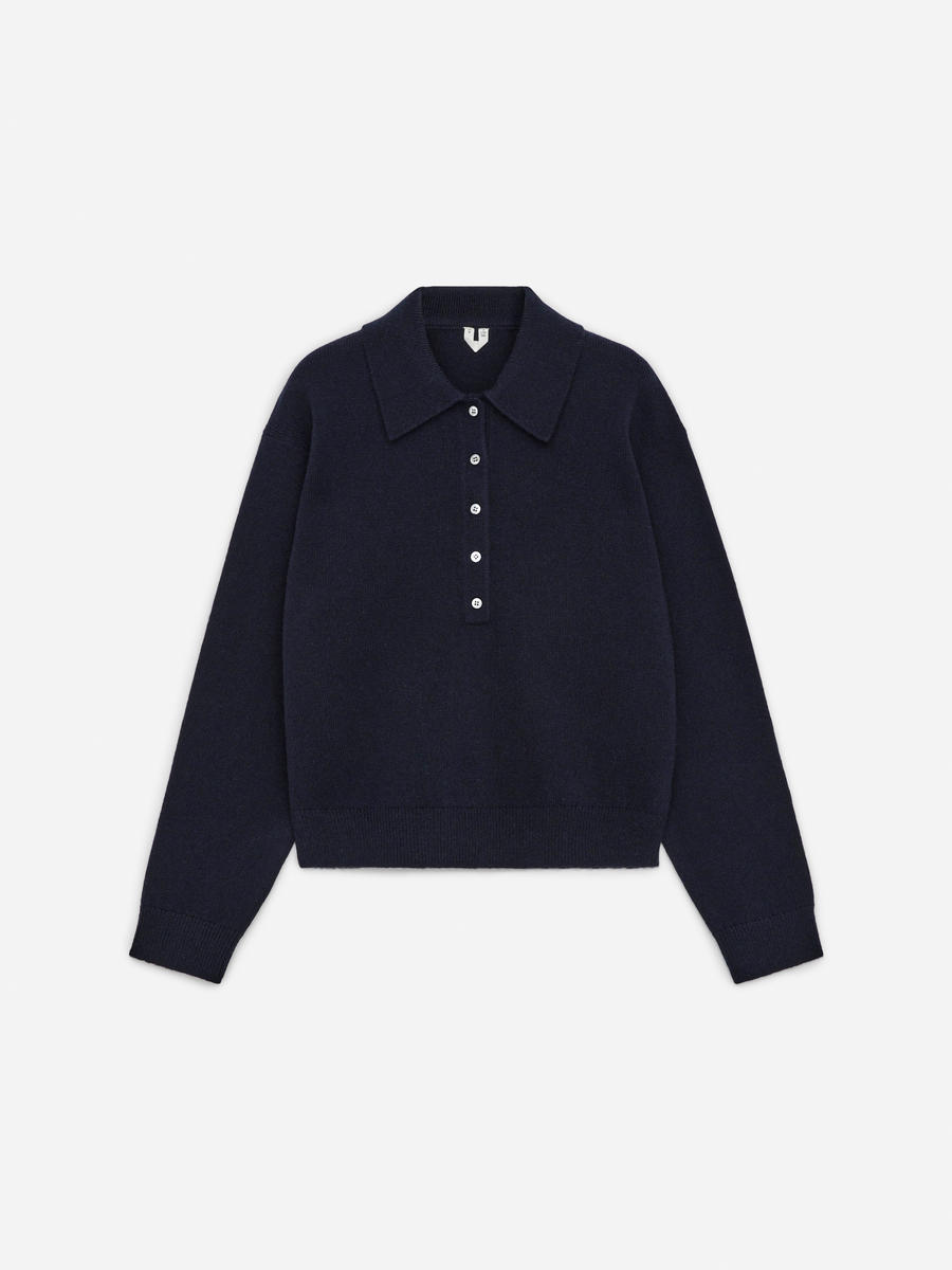 Pull polo en laine-Bleu-14410