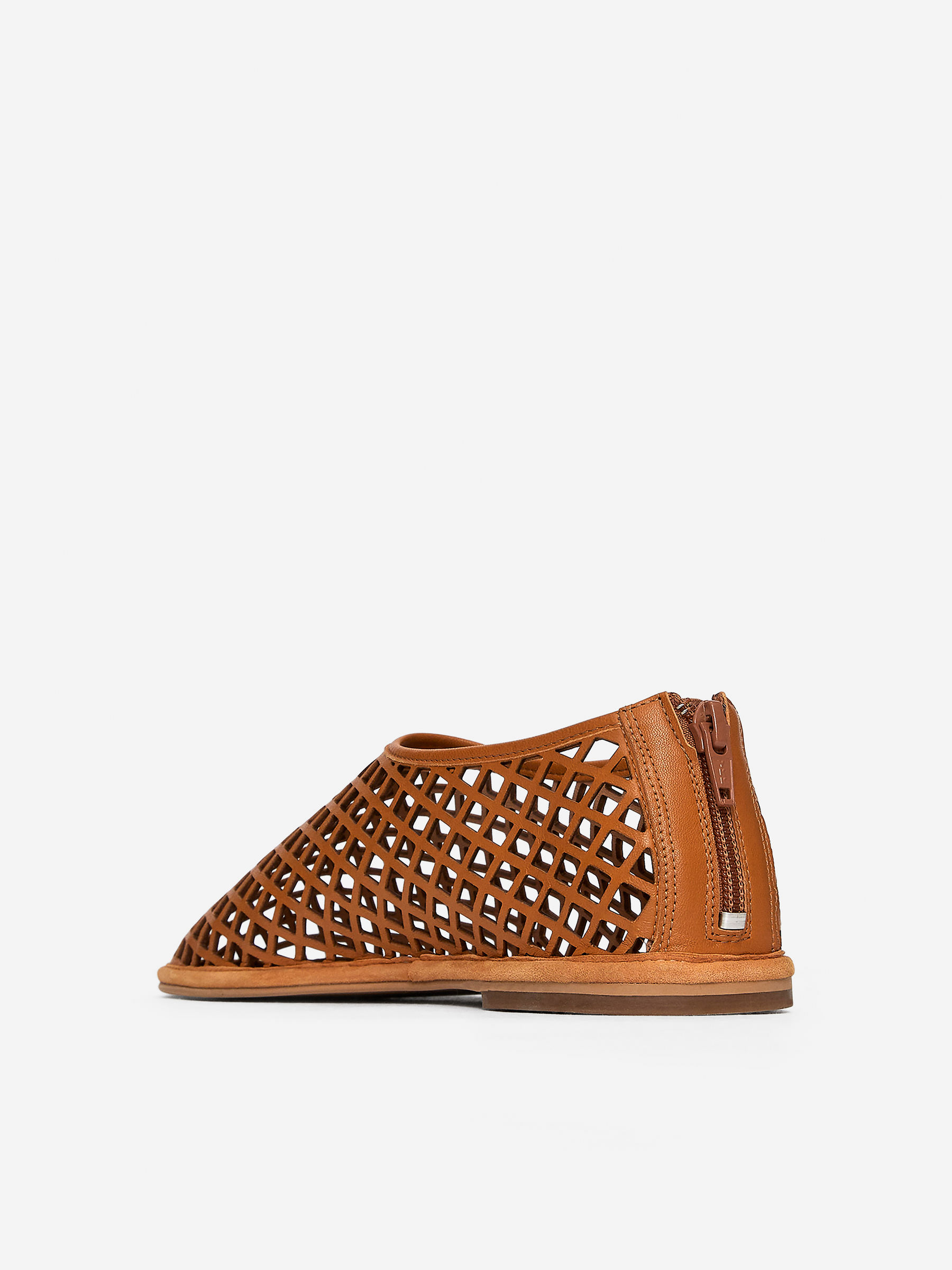 Cut-Out Leather Flats - Orange - Women - StillMedia/DescriptiveStillLife - 2