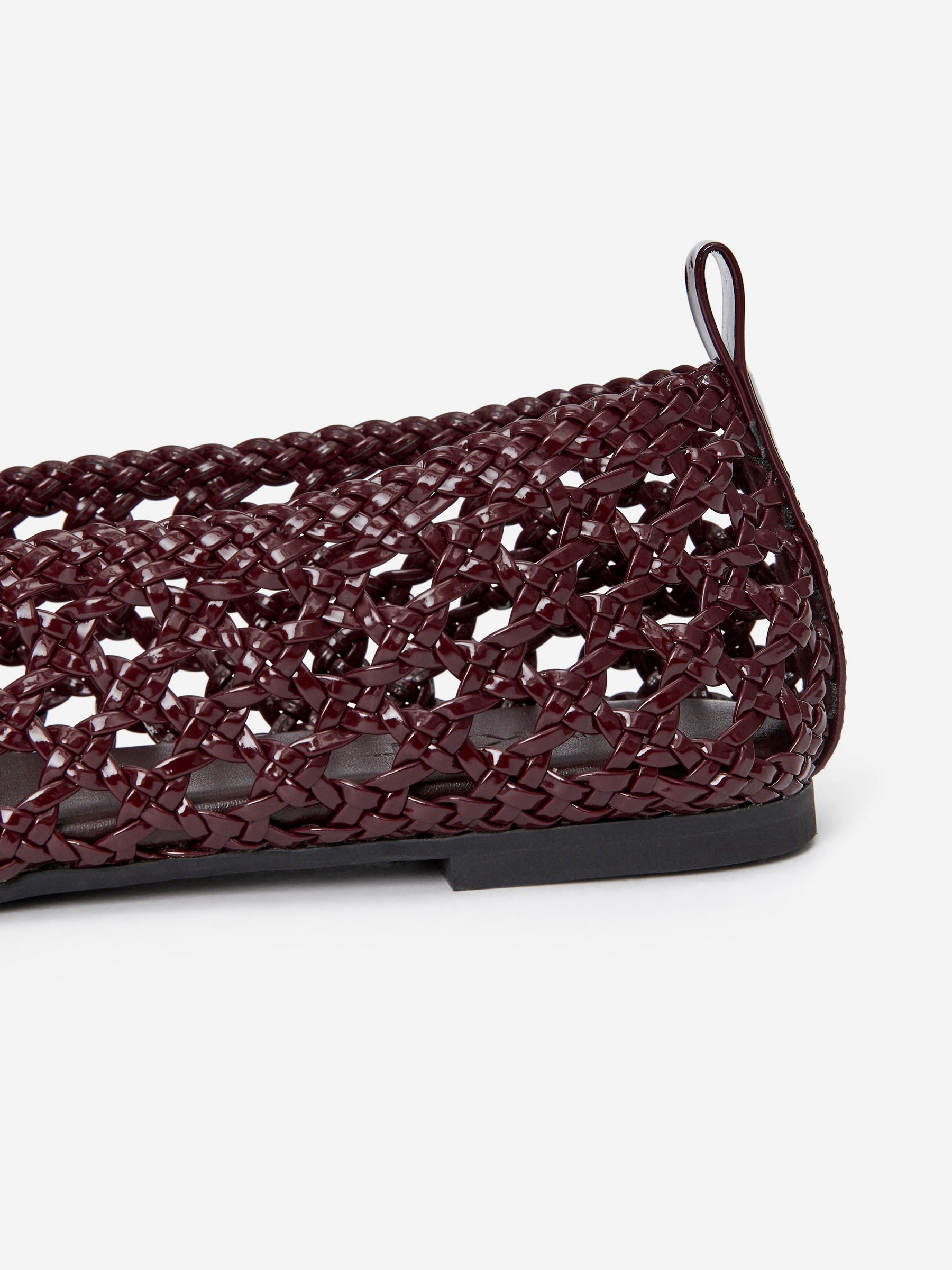 Woven Patent Leather Flats - Dark Red - Women - StillMedia/DescriptiveDetail - 3