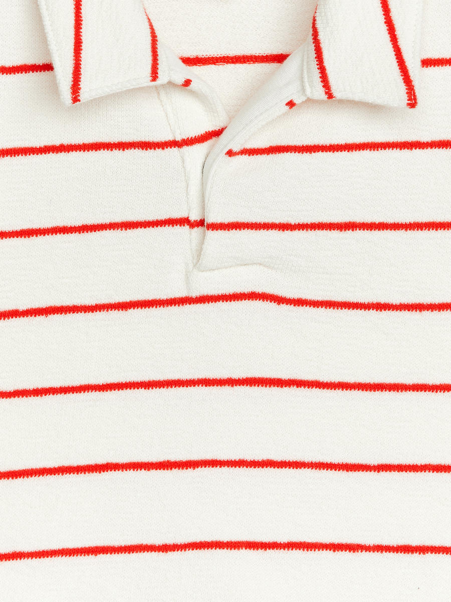 Towelling Polo Shirt - White/Red - Regular fit - Children - 1231232001