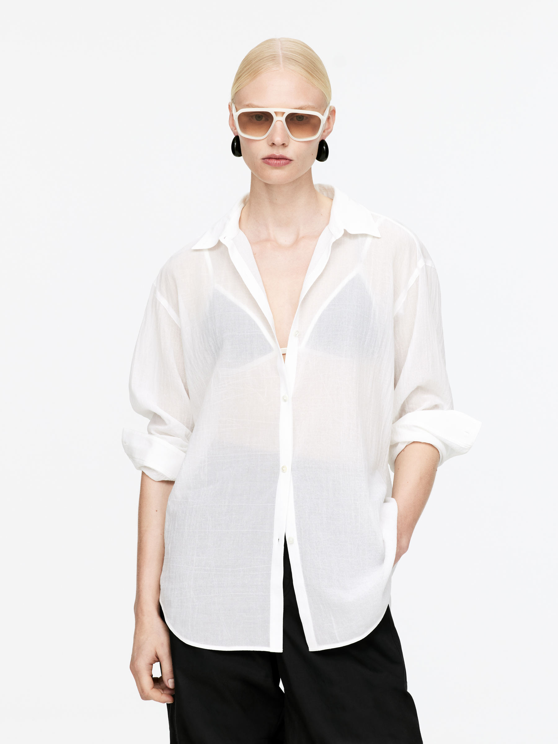 Voile Shirt-#F4F3E9-15258