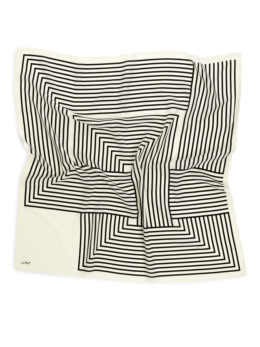 Printed Silk Scarf - White/Black - Women - 1117667008