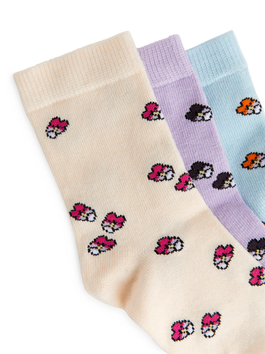 Cotton Socks Set of 3-#B4A0C9-7051