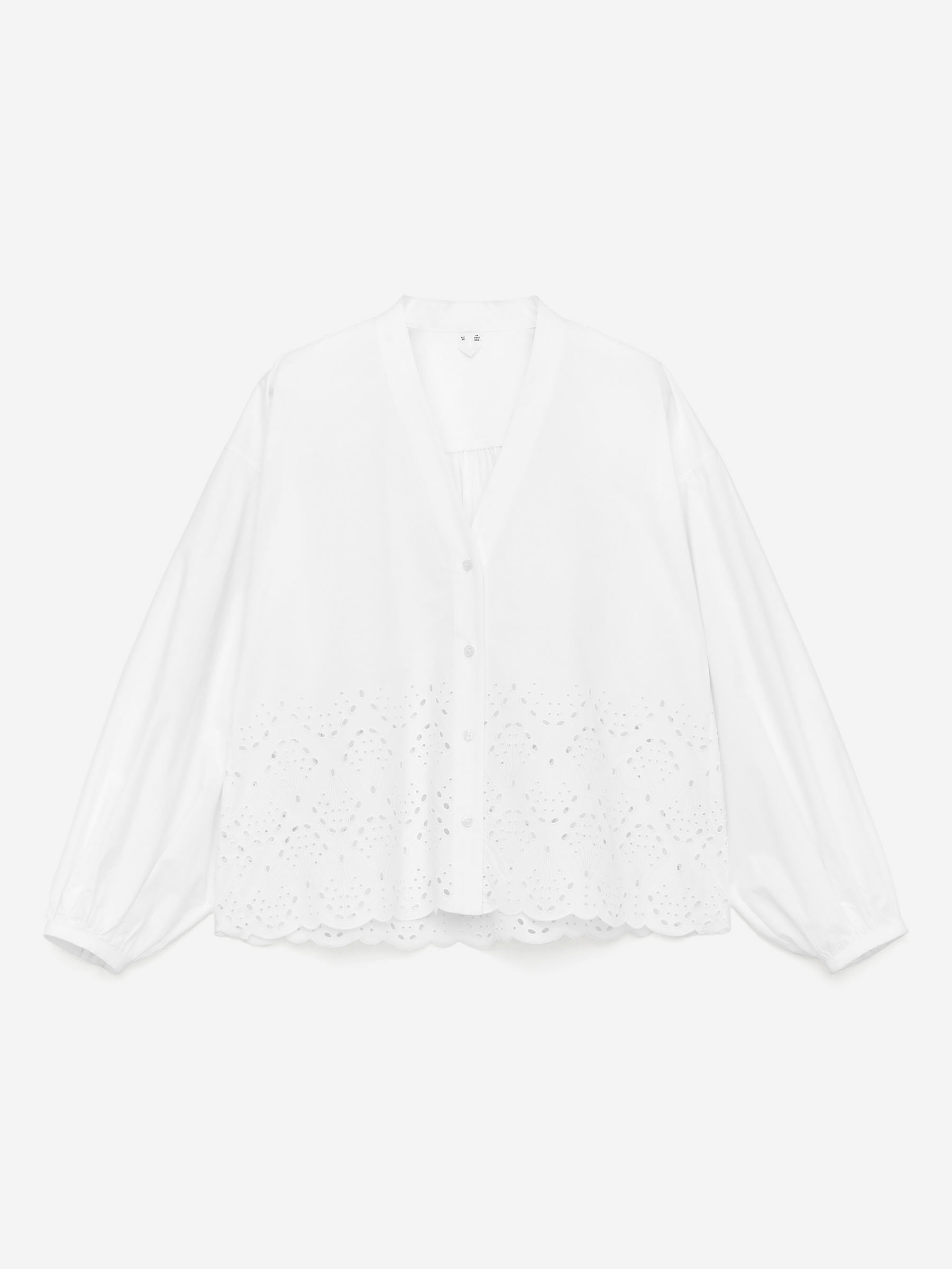 Broderie Anglaise Blouse-#FFFFFF-15600