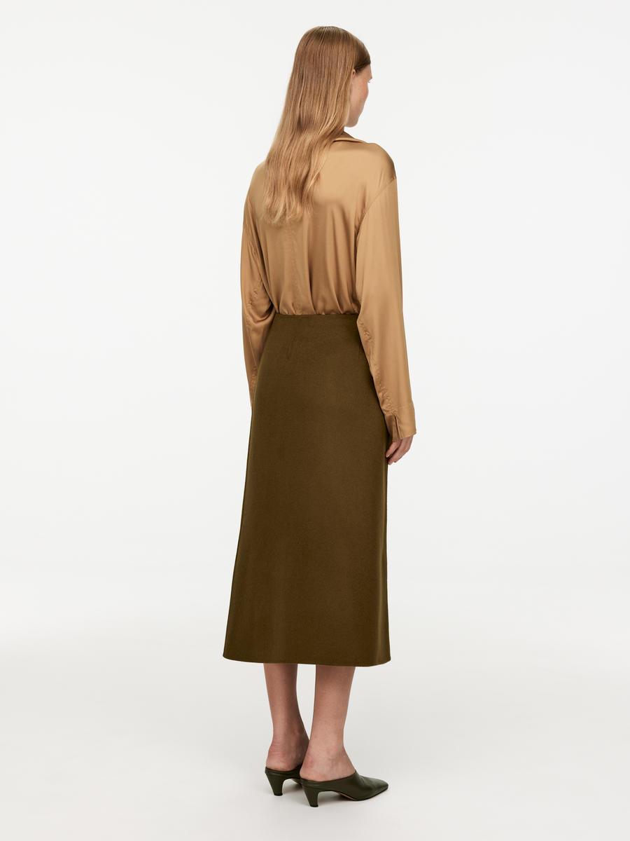 Wool-Blend Doublé Skirt - Olive - Regular fit - Women - 1246125001