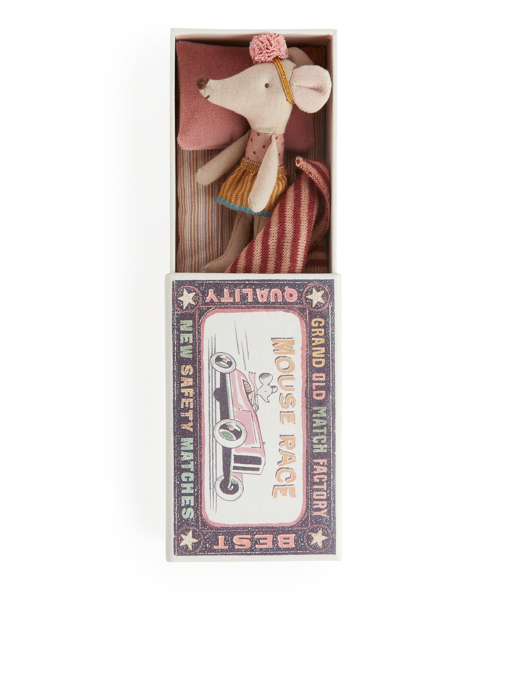 Maileg Little Sister Mouse i tändsticksask-#D0C2AA-1720